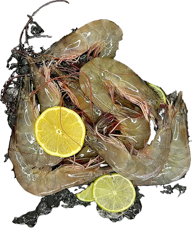 Live glass prawns with lemon and lime